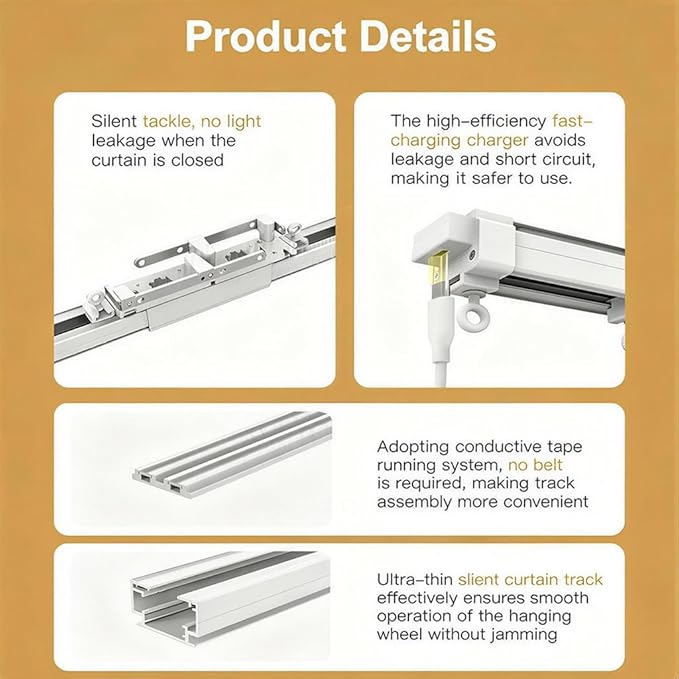 ZigBee 3.0 Dual Motor Smart Curtain Track System, Ripple Fold Electric Drapery Rods, Independent Left Right Control Day Night Curtains, 1.2N.m Mini Automatic Opener (2 meters (78.7 inches))
