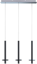 Draco 3 Pendant Lighting Black – LED Hanging Light Fixture for Kitchen Island, Bar, Foyer – Equilateral Cluster of Mini Metal Rod Pipe Tube Cylinders – Dimmable, Adjustable Wire, Lamp Bulb Included