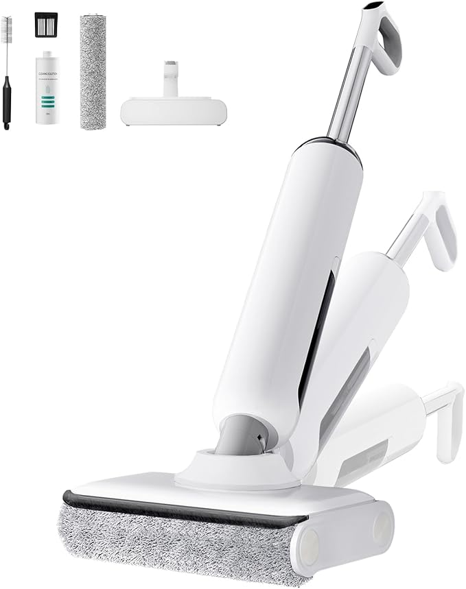 HABIUBIU Wet Dry Vacuum Cleaner, 180° Lay-Flat Cordless Vacuum Mop Combo with Edge Cleaning, All-in-One Floor Cleaner for Hard Floors, 45mins Runtime, Full-Path Self-Cleaning&185℉ Flashdry
