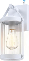 LONEDRUID Dusk to Dawn Sensor Outdoor Wall Sconce Lighting White Exterior Porch Lantern Modern Outside Garage Light Fixtures Waterproof Wall Mount Lamp for House Patio Front Door