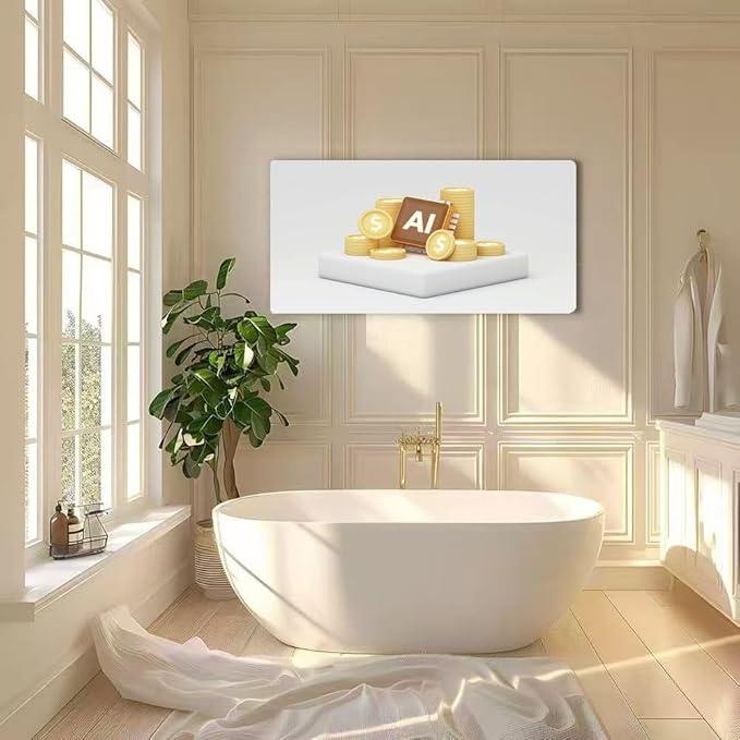Wibinuki Wall Art Wall Decor Wall Paintings AI chip surrounded golden coins showing financial success, income for Living Room Bedroom Bathroom Home Decor Can Be Hung Directly 20"x 40"