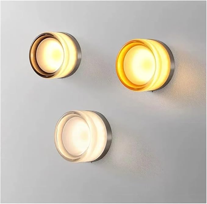 Modern LED Wall Lamp - Amber Jelly Decor Sconces for Living Room, Corridor, Study & Dining Room - Smokey Grey Fixture - Elegant Home Lighting Accent