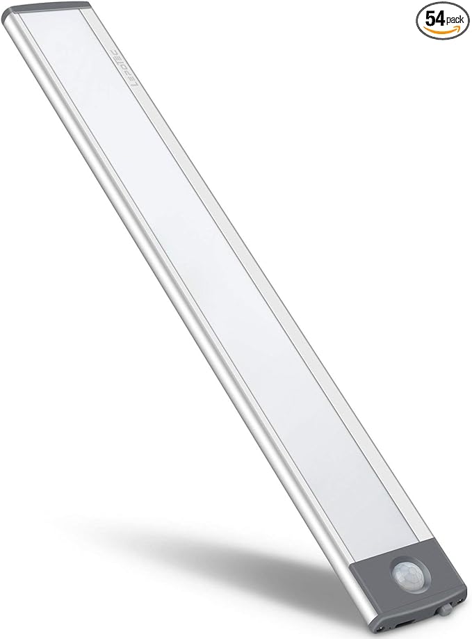 LED Motion Sensor Cabinet Light,Under Counter Closet, Wireless USB Rechargeable Kitchen,54-LED Battery Powered Operated Light, for Wardrobe,Closets,Cabinet,Cupboard