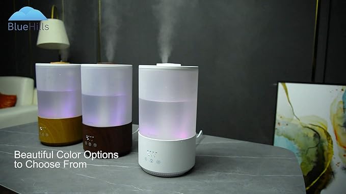 BlueHills Premium Set of Two Large 2500 ML and 4000 ML Tall XL Essential Oil Diffusers Humidifier Combo for Large Room Home with Décor Cover LED Lights Great Gift – Value Pack of Dark Wood Grain.