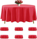 6 Pack Red Round Tablecloths 108 Inches Table Cloth Stain and Wrinkle Resistant Washable Polyester Table Cover Fabric for Party, Wedding,Dining,and Banquet Decoration
