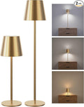 JACKYLED Cordless Table Lamps Rechargeable, 3 Adjustable Height, 5000mAh Battery Operated, 3 Colors Smooth Dimming, Portable LED Waterproof Gold Lamp for Dining, Bedroom, Outdoor (2 Pack)