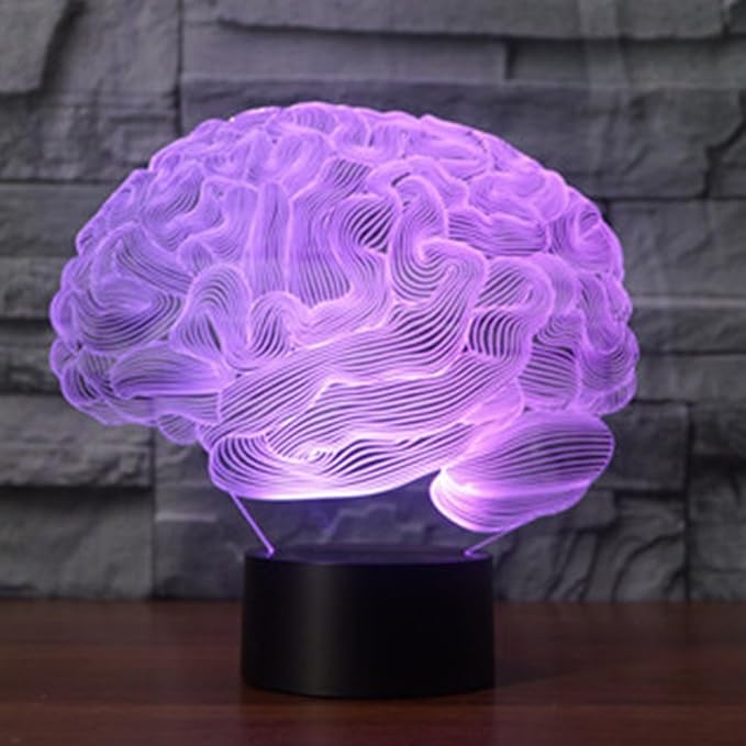 Creative 3D Brain Night Light 16 Colors Changing USB Power Remote Control Touch Switch Decor Lamp Optical Illusion LED Table Desk Lamp
