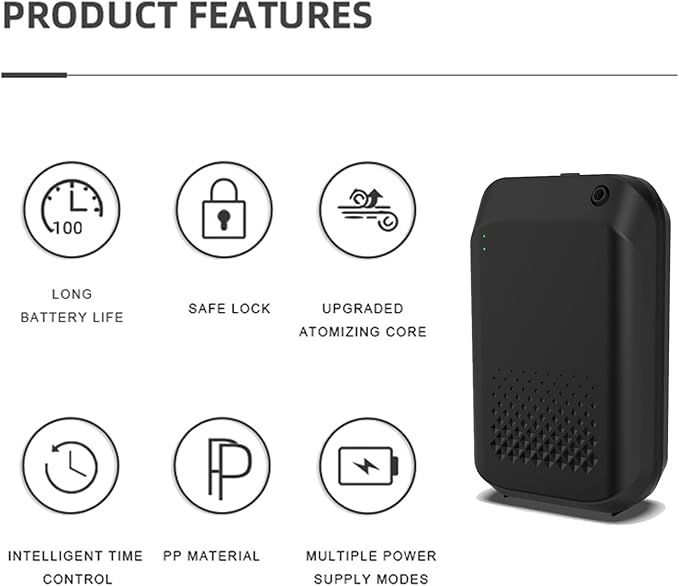 Zunate Bluetooth Smart Scent Air Machine, 150ml Aromatherapy Diffuser with App Control, Wall Mountable Essential Oil Nebulizer for Home Hotel Spa Office Fragrance (Black)