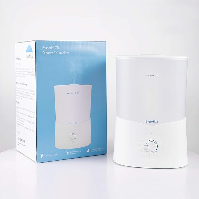 BlueHills Premium Large 2300 ML and 3000 ML XL Essential Oil Diffusers Humidifier Combo Set of 2 for Large Room Home with Décor LED Lights Great Gift – Value Pack of White