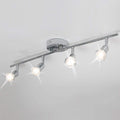 Qcyuui Modern 4-Light Track Lighting Kit, Flush Mount Wall/Ceiling Spot Lights Fixture, LED Track Lighting with Chrome Rotatable Light Head for Kitchen Living Room, 4×GU10 Bulb (Included)