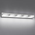 Modern LED Bathroom Lights Fixtures 5-Light,Stainless Steel Chrome Acrylic Wall Lighting,Vanity Lights for Bathroom Over Mirror 6000k 34in