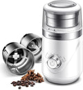 SHARDOR Electric Super Silent Blade Coffee Grinder, Timed Grind Control Rotary Knob, Adjustable Coarse to Fine for Coffee Beans, Spices & Herbs, with 2 Removable Stainless Steel Bowl, White