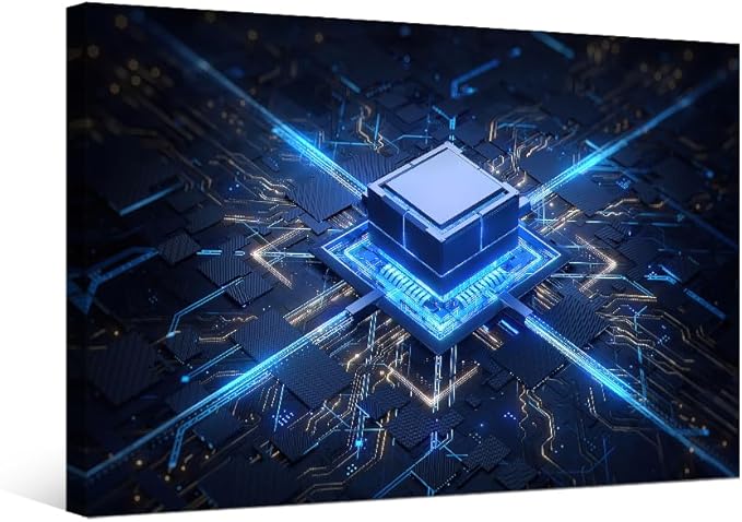 LSIUHWUWI Canvas Wall Art Motherboard Digital Chip Wall Art for Living Room Circuit Board Wall Decor Art Wall Paintings CPU Concept Modern Artwork for Office Home Decor Ready to Hang 20x28 INCH