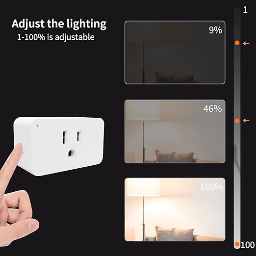 New One Smart Dimmer Plug, 2.4G Wi-Fi Dimmable Smart Plug, 2-Way Switch, Voice Control, White
