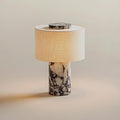 BSOD Marble Table Lamp, Natural Stone Lamps Collection - 10 inch Modern Luxury Design Decorative Light for Entry, Console, Bedroom, Living Room, Counter & Kitchen (Plug-in Calacatta Viola Lamp)