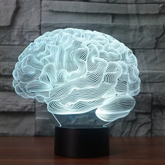 Creative 3D Brain Night Light 16 Colors Changing USB Power Remote Control Touch Switch Decor Lamp Optical Illusion LED Table Desk Lamp
