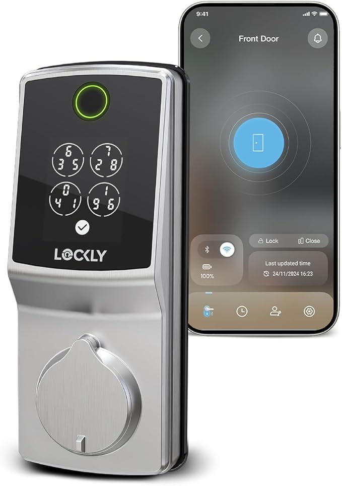 Lockly Secure Pro (2025 Latest Version), Smart Lock with Built-in Wi-Fi, New-Gen Fingerprint Door Lock, Keyless Entry Deadbolt, PIN Genie Keypad, Auto Lock, App Remote Control, Easy Installation