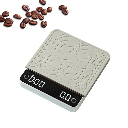 Mini Espresso Scale with Timer, Coffee Scale with Auto Timing, Small Precision Kitchen Digital Coffee Scale, Aluminum Alloy Body, Super Thin, 1200mAh, 2kg/0.1g White