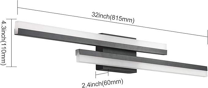 PRESDE 32 Inch LED Vanity Light Bar, Modern Black Bathroom Lighting Fixture Over Mirror