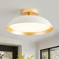 OKELI LED Flush Mount Ceiling Light Fixture, 24W Dimmable 5CCT Modern White Gold Ceiling Light, 11.8 Inch Close to Ceiling Lighting for Bedroom Kitchen Living Room Hallway