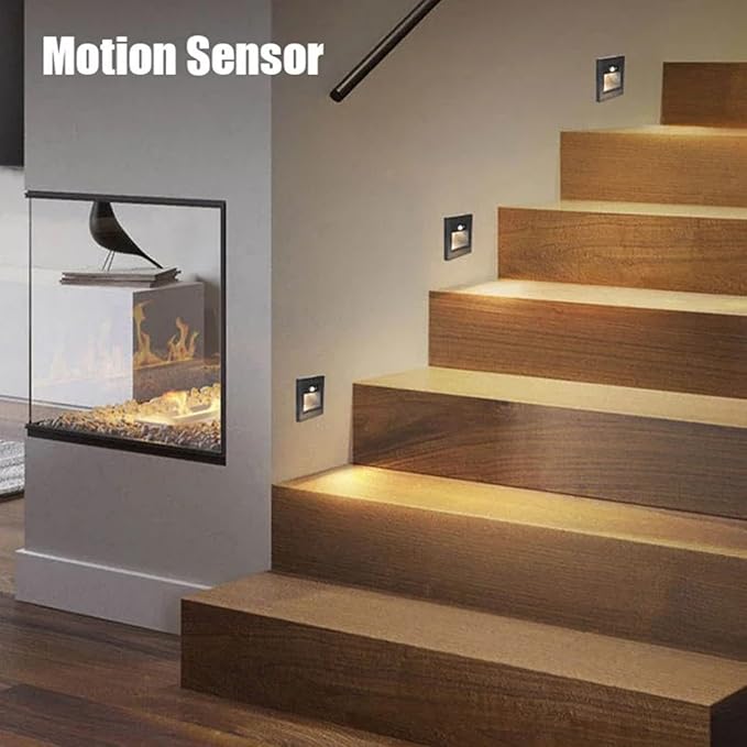 6 Pack Recessed Motion Sensor Light Indoor Outdoor Step Light Lamp Sensor Intelligent Wall Light for Hallway, Kitchen, Hallway, Bedroom, Bathroom, Stairs