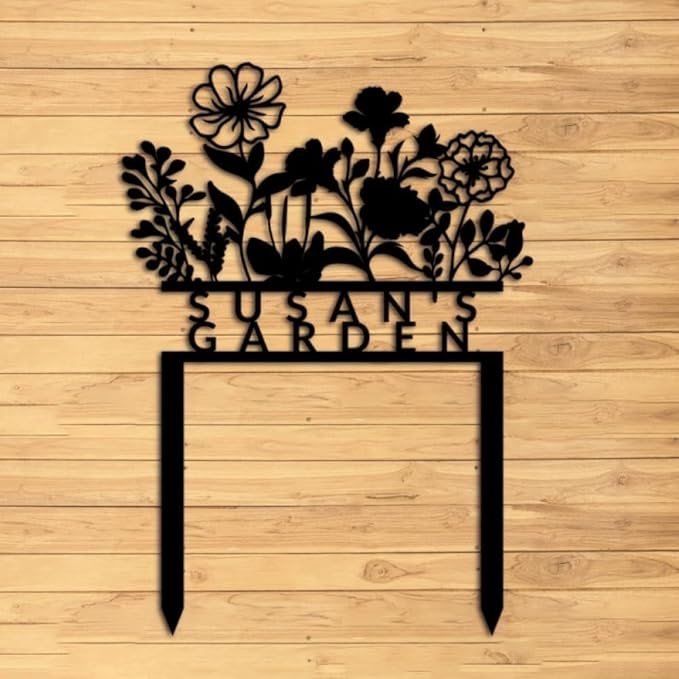 Personalized Metal Flower Garden Sign with Stake,Garden Decor for Outdoor,Patio Yard Decor,Gifts for Gardeners style 8