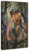 Framed Steampunk Mechanical Proboscis Monkey Wall Art - Jungle Neon Retro Poster for Apartment Leisure Area Decor 08x12inch(20x30cm)