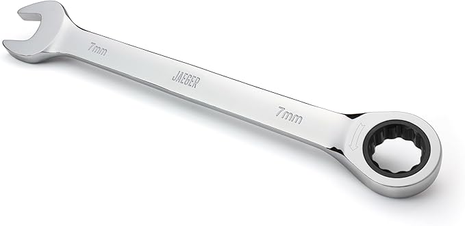 Jaeger 7 mm Ratchet Wrench with Precision Ratcheting and Hardened, Polished Steel for Projects with Metric Tight Spaces