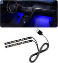 povtii Car LED Strip Light, 24 LED RGB Auto Under Dash Interior Atmosphere Lights, USB Vehicle Decorative Lamp Ambient Night Light Strip, Lighting Kit Car Accessories (Blue)