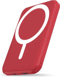 podoru for Magsafe Battery Pack, 5000mAh Magnetic Power Bank with Type-C Cable 20W PD Fast Charging Lighting Input Wireless Portable Charger for iPhone 17/16/15/14/13/12/ All Series-Red