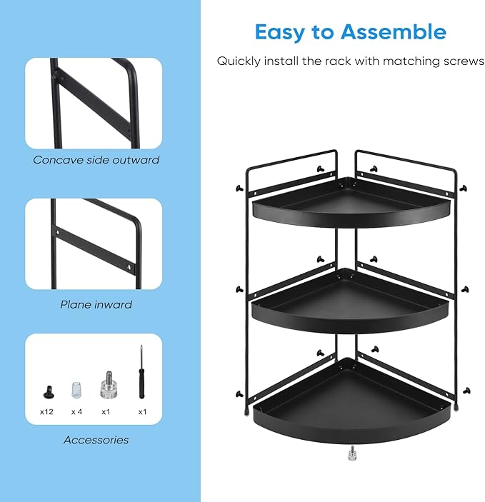 Corner Shelf 3 Tier Bathroom Countertop Organizer ，Kitchen Bathroom Countertop Perfume Trays for Dresser Cosmetic Makeup Organization Standing Shelves Space Saving Holder