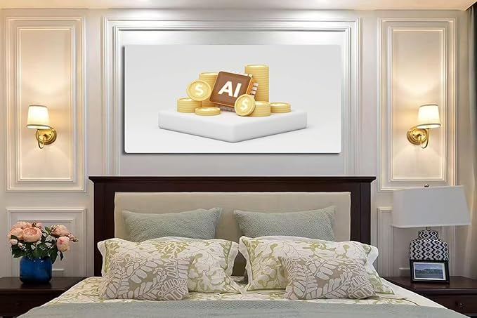 Wibinuki Wall Art Wall Decor Wall Paintings AI chip surrounded golden coins showing financial success, income for Living Room Bedroom Bathroom Home Decor Can Be Hung Directly 20"x 40"