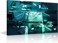 TUMOVO Glowing CPU Wall Decor for Bedroom Living Room AI Wall Art Paintings CPU Concept Pictures Canvas Modern Wall Artwork Home Decorations Office Wall Art Framed Ready to Hang - 24x16in