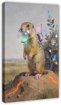 Framed Steampunk Mechanical Prairie Dog Wall Art - Retro-Futuristic Wilderness Poster for Living Room Game Room Decor 20x30inch(50x75cm)