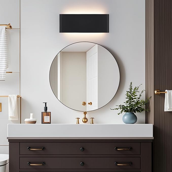 Mille Lucciole 11"Modern LED vanity light,15W Dimmable 5 CCT (3000K-6500K) Adjustable Wall Lamp,Up and Down Wall Lighting,Indoor Wall Sconce for Bedroom,Staircase,Hallway,Dressing Table, 1 Pack（Black）