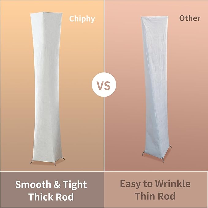 chiphy Floor Lamp, Dimmable 52" (M) Tall Standing Lamp, 3 Levels Adjustable Brightness 12Wx2 LED Bulbs, Column Floor Light w/White Fabric Shade, Home Decor for Living Room, Bedroom