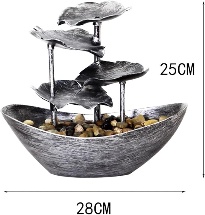 Meditation Decor, Desktop Lotus Leaf Yuanbao Flowing Water Fountain Decoration Living Room Screen Porch Home Decoration, LED Atmosphere Night Light,Office Home Decoralth (B)