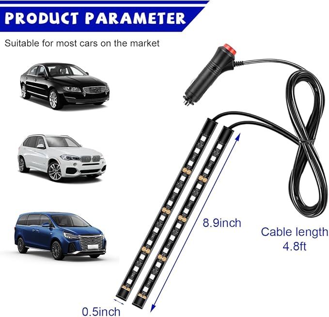 povtii Car LED Strip Light, 24 LED RGB Auto Under Dash Interior Atmosphere Lights, Cigarette Lighter Decorative Lamp Ambient Night Light, Universal Lighting Kit Car Accessories (Green)