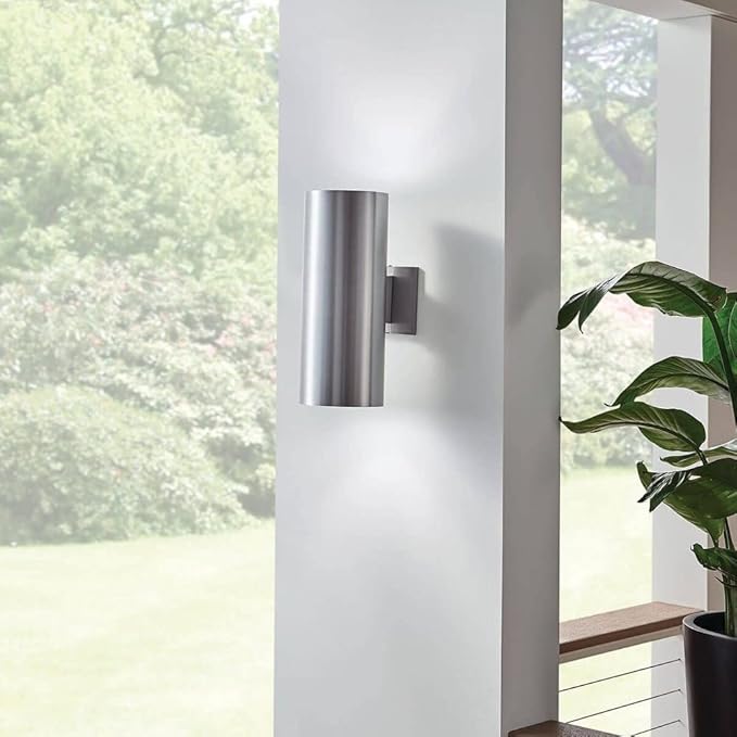 Kichler 9246BA Two Light Indoor/Outdoor Wall Mount, Brushed Aluminum, 15"