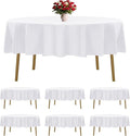 6 Pack White Round Tablecloths 90 Inches Table Cloth Stain and Wrinkle Resistant Washable Polyester Table Cover Fabric for Party, Wedding,Dining,and Banquet Decoration