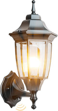 EMART Dusk to Dawn Outdoor Porch Light, Exterior Anti-Corrosion, Waterproof Aluminum & Glass Shades Wall Lamp Fixture, Modern Sconce Lantern for Yard, House, Garage - 1 Pack, Black （Bulb Included）