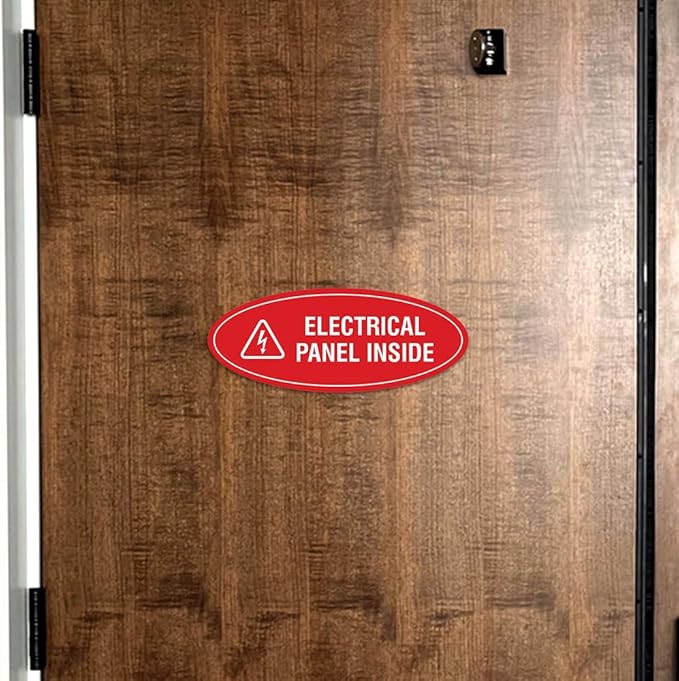Signs ByLITA Oval Electrical Panel Inside Sign (Navy Blue/White) - Small