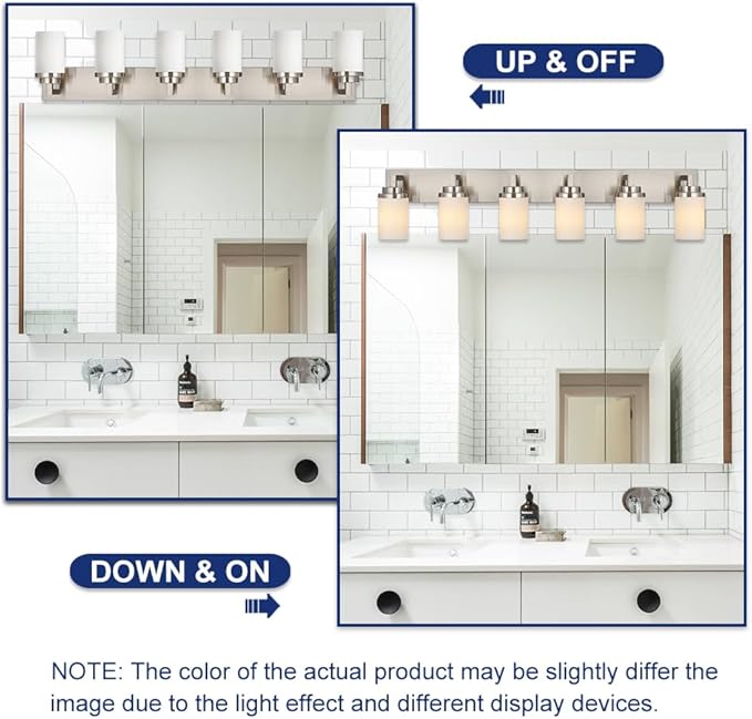 TODOLUZ Vanity Lights 6-Lights Bathroom Lighting Over Mirror, Wall Light Fixture Home Wall Lamp for Dining Room Dress Table, E26 Bulb Base