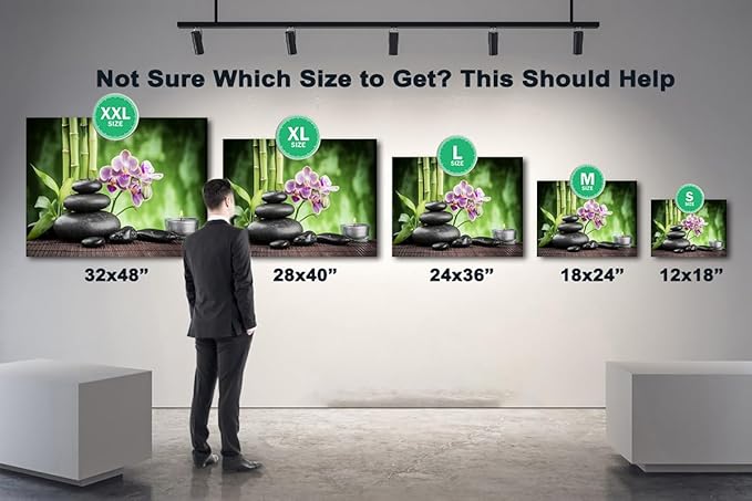 GUTTATY Zen Wall Art Decor, Modern Bathroom Zen Decor Wall Art, Canvas Wall Art for SPA Zen Room Decor, Green Bamboo and Pebble Relaxing Art Prints for Office & SPA Wall Decor 12x18 Inches