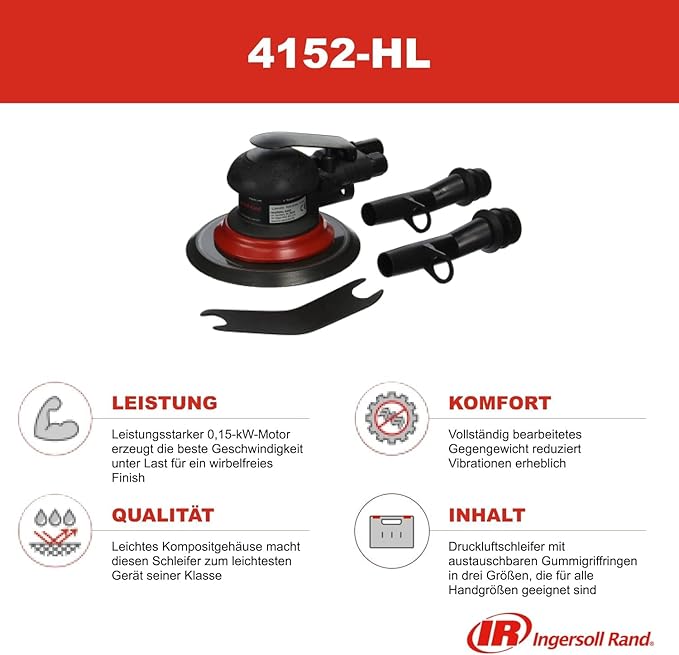 Ingersoll Rand 4152-HL Composite 6-Inch Orbital Palm Pneumatic Sander with Hook and Loop Pad
