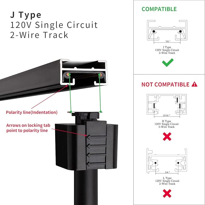 mirrea J Type Track Lighting Head to E26 Medium Screw Base Adapter Light Direction Adjustable Pack of 3 (Black)