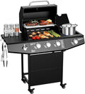 40,000 BTU Propane Grill, 3 Burner BBQ Barbecue Gas Grill with Side Burner and Stainless Steel Grates for Patio, Camping, Outdoor Cooking