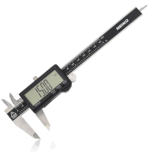 NEIKO 01401A 6-Inch Electronic Digital Caliper, Stainless Steel, Extra Large LCD Screen, Measurement Conversions for Inches, Millimeters, and Fractions