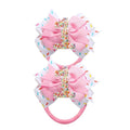 Birthday Hair Bow for Baby Girls - 2Pc Pink Sprinkle Bow Hair headband for 1st Birthday Glitter Ice Cream Baby Bow Party Decorations for Girls Toddlers Hair Accessories (Pink-1 Years-headbands)