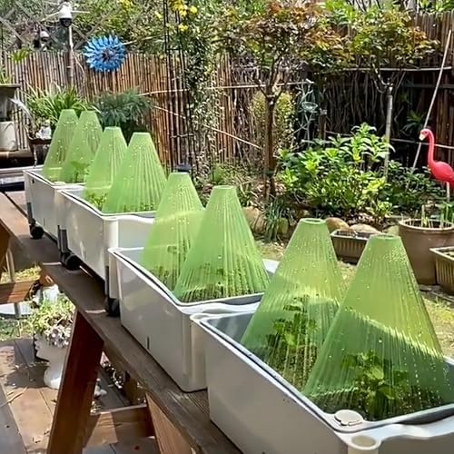 Garden Cloches for Plants - Reusable Clear Plant Protectors, PET Plant Bell CoverFrost & Pest Protection for Vegetables, Seedlings, Outdoor Gardens (Green,20)